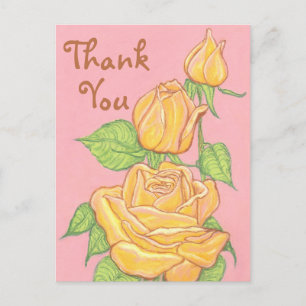 Gelbe Rosen Danke Postkarte 2