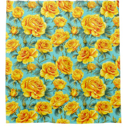 Gelbe Rosen Duschvorhang (Vorderseite)