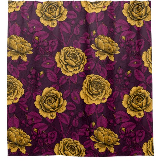 Gelbe Rosen Duschvorhang (Vorderseite)