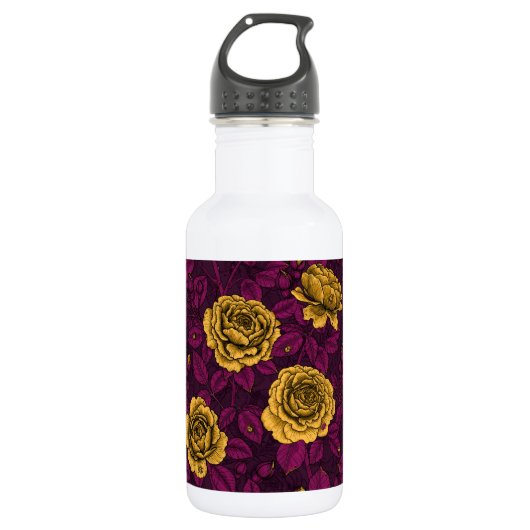 Gelbe Rosen Edelstahlflasche (Vorderseite)