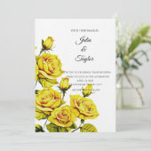 Gelbe Rosen Elegante Einladung (Stehend Vorderseite)