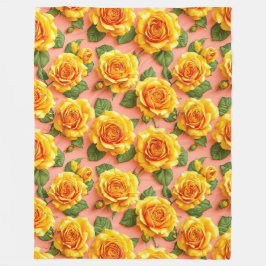 Gelbe Rosen Fleecedecke