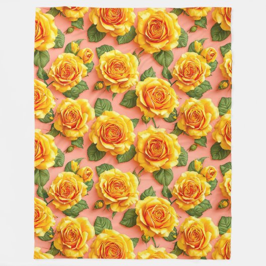 Gelbe Rosen Fleecedecke (Vorderseite)