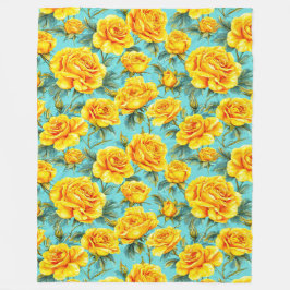 Gelbe Rosen Fleecedecke