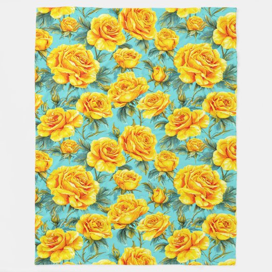 Gelbe Rosen Fleecedecke (Vorderseite)