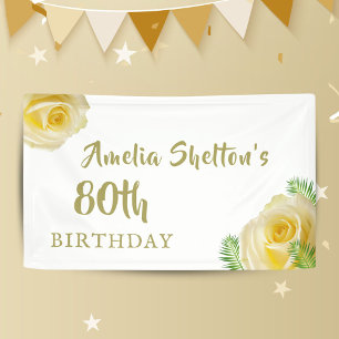 Gelbe Rosen Floral 80. Geburtstagsfeier Hintergrun Banner