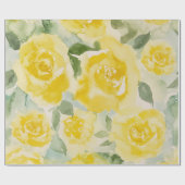 Gelbe Rosen Floral Geschenkpapier (Flach)