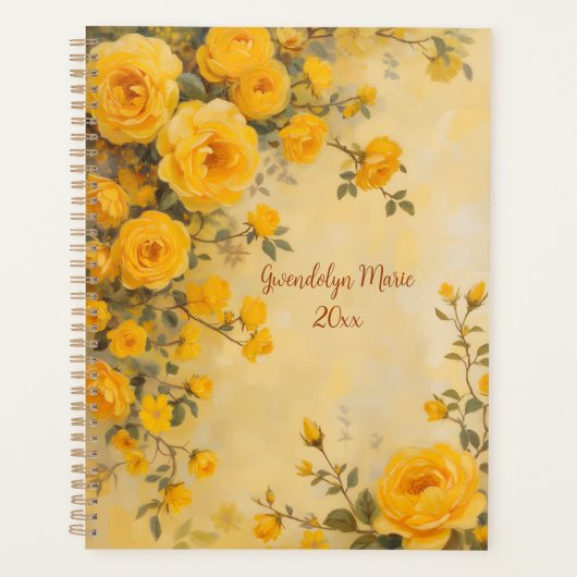 Gelbe Rosen Florale Spiralbindung-Planner Frühling Planer (Vorderseite)