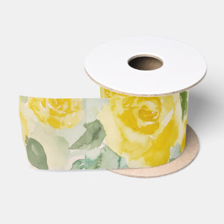 Gelbe Rosen Florales Satinband