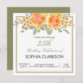 Gelbe Rosen Geburt Einladung (Vorne/Hinten)