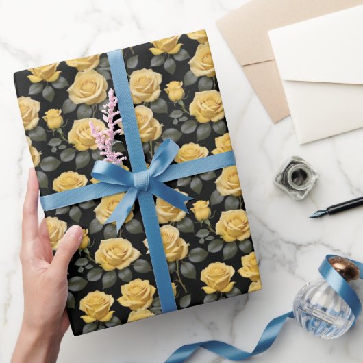 Gelbe Rosen Geschenkpapier (Schenken)