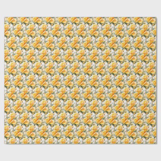 Gelbe Rosen Geschenkpapier (Flach)