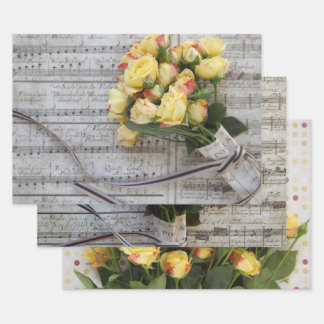 Gelbe Rosen Geschenkpapier Set