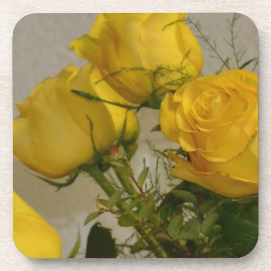 Gelbe Rosen Getränkeuntersetzer (Vorderseite)