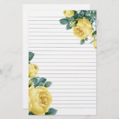 Gelbe Rosen gezeichnet Briefpapier (Vorne/Hinten)