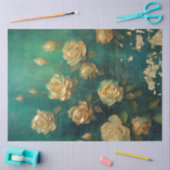 Gelbe Rosen Goldfolie Smaragd tief grün Seidenpapier (Basteln)