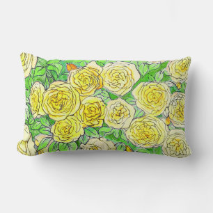 Gelbe Rosen, Grüne Blätter Rose Garten Blumenmuseu Lendenkissen