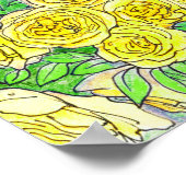 Gelbe Rosen, Grüne Blätter Rose Garten Blumenmuseu Poster (Ecke)