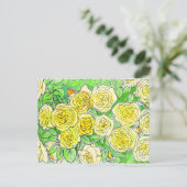 Gelbe Rosen, Grüne Blätter Rose Garten Blumenmuseu Postkarte (Stehend Vorderseite)