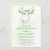 *~* Gelbe Rosen halten Hände Moderne Romantik Einladung (Vorne/Hinten)