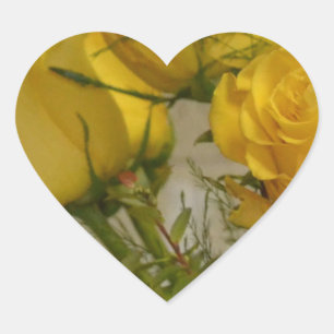 Gelbe Rosen Herz-Aufkleber