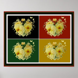 Gelbe Rosen Herz Collage Poster