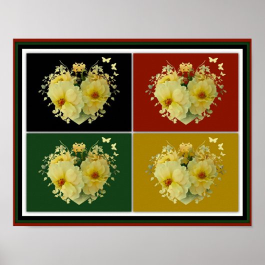 Gelbe Rosen Herzkollage Poster (Vorne)