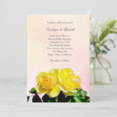 Gelbe Rosen Hochzeitsempfang Einladung (Stehend Vorderseite)