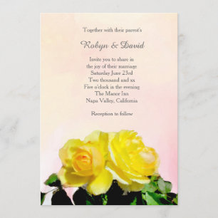 Gelbe Rosen Hochzeitsempfang Einladung