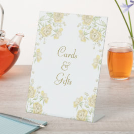 Gelbe Rosen-Hochzeitskarten-Geschenk-Schild Sockelschild