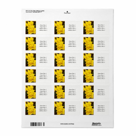 Gelbe Rosen Hochzeitsmarken Adressaufkleber (Vorne)