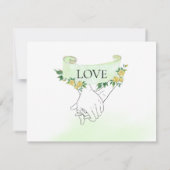 *~* Gelbe Rosen-Holding-Hände Hochzeit RSVP Karte (Rückseite)