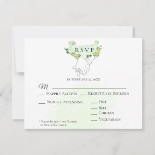 *~* Gelbe Rosen-Holding-Hände Hochzeit RSVP Karte