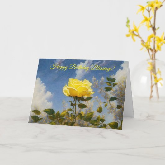Gelbe Rosen im Garten Art Faith Birthday Card Karte (Gelbe Blume)