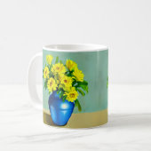 Gelbe Rosen in Blauer Vase Boho Kunst Kaffeetasse (Vorderseite Links)