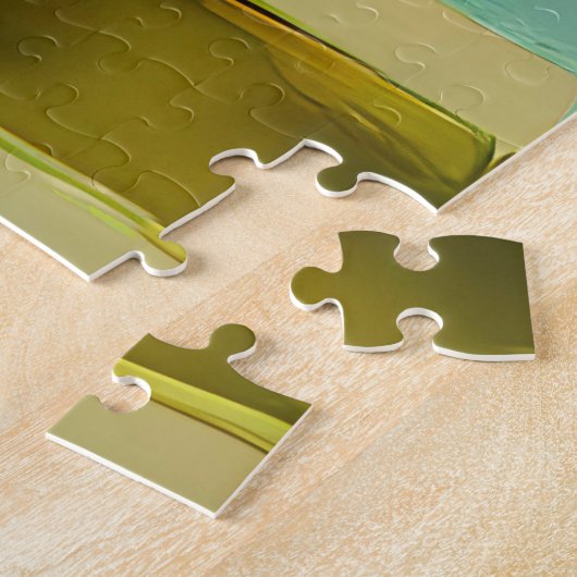 Gelbe Rosen in Blauer Vase Boho Kunst Puzzle (Seite)