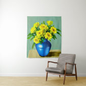 Gelbe Rosen in Blauer Vase Boho Kunst Wandteppich (Beispiel)