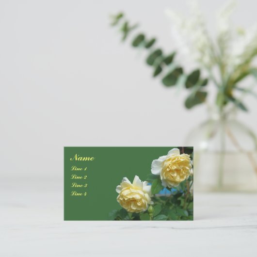 Gelbe Rosen in blühender Blume Visitenkarte (Stehend Vorderseite)