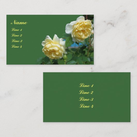 Gelbe Rosen in blühender Blume Visitenkarte (Vorne/Hinten)