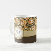 Gelbe Rosen in Braun mit Monogramm Kaffeetasse (Vorderseite Links)