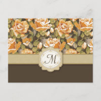 Gelbe Rosen in Braun mit Monogramm