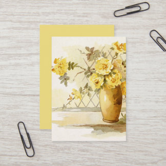 Gelbe Rosen in einem Tonwaren-Vase| Watercolor mit Visitenkarte