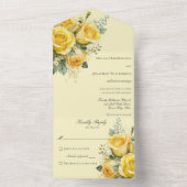 Gelbe Rosen in einer Hochzeit All In One Einladung (Innen Boden)