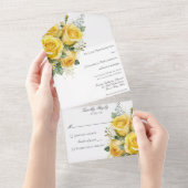 Gelbe Rosen in einer Hochzeit All In One Einladung (Abreißen)