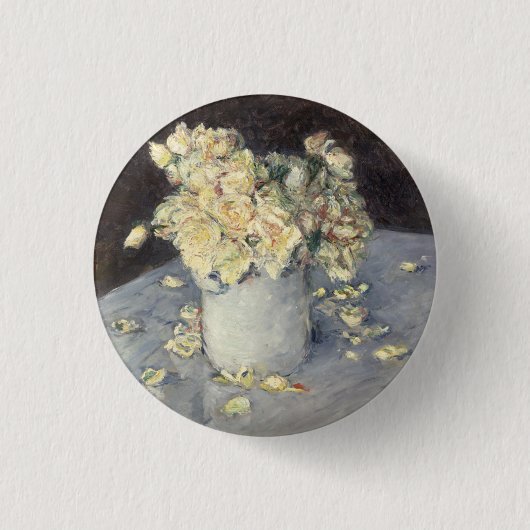 Gelbe Rosen in einer Vase von Caillebott Impressio Button (Vorderseite)