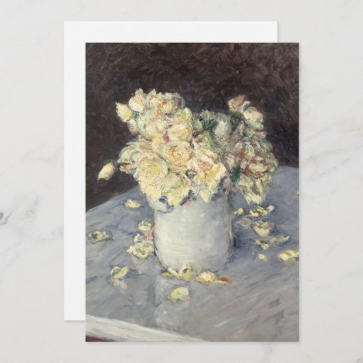 Gelbe Rosen in einer Vase von Caillebott Impressio Dankeskarte (Vorne/Hinten)
