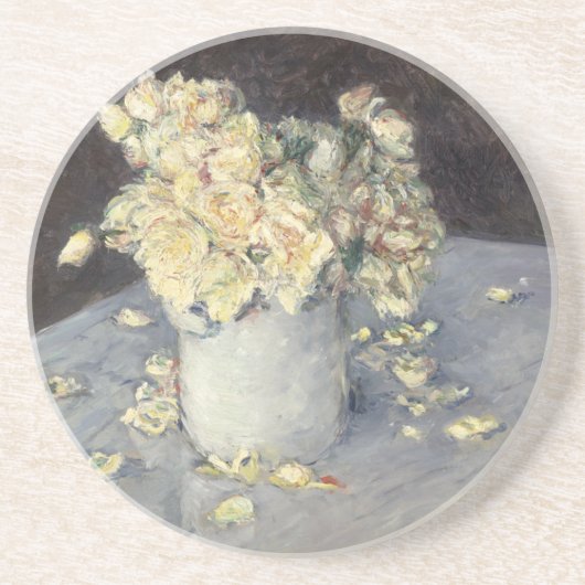 Gelbe Rosen in einer Vase von Caillebott Impressio Getränkeuntersetzer (Vorne)