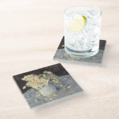 Gelbe Rosen in einer Vase von Caillebott Impressio Glasuntersetzer (Schrägansicht)