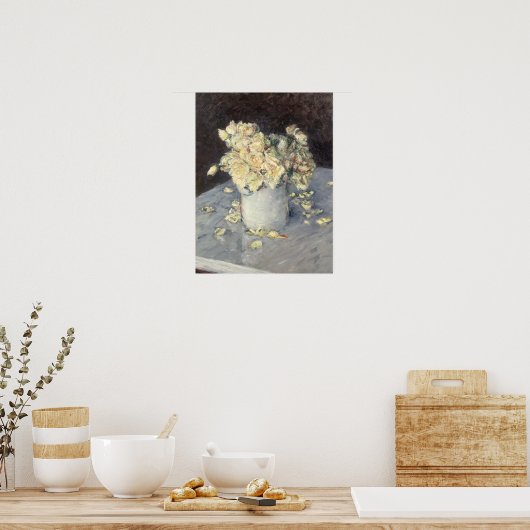 Gelbe Rosen in einer Vase von Caillebott Impressio Poster (Küche)