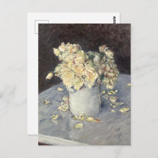 Gelbe Rosen in einer Vase von Caillebott Impressio Postkarte (Vorne/Hinten)